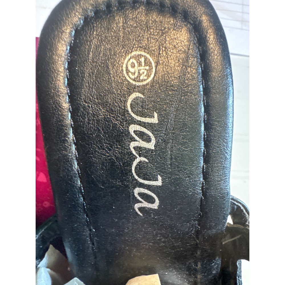 Ja Ja Ruby-02 Wedge Sandals Women 9.5 Black New Rhinestone Chain Strappy - Picture 3 of 6